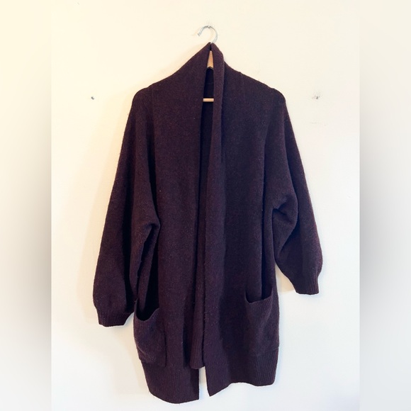 Cuyana wool yak hair cardigan sweater maroon size XS/S - Picture 2 of 8